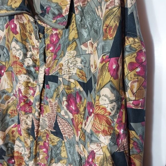 Vtg Fuda International Womens Silk Jacket 2X Colorful Tropical Buttery Soft Boho - Picture 2 of 9